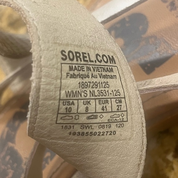 SOREL Womens Ella White Thong T-Strap Sandals Size 10 Faux Snake Skin - Picture 2 of 5